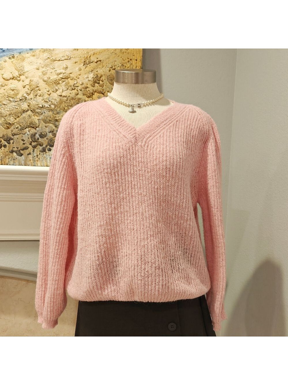 Pink V-Neck Women Sweater